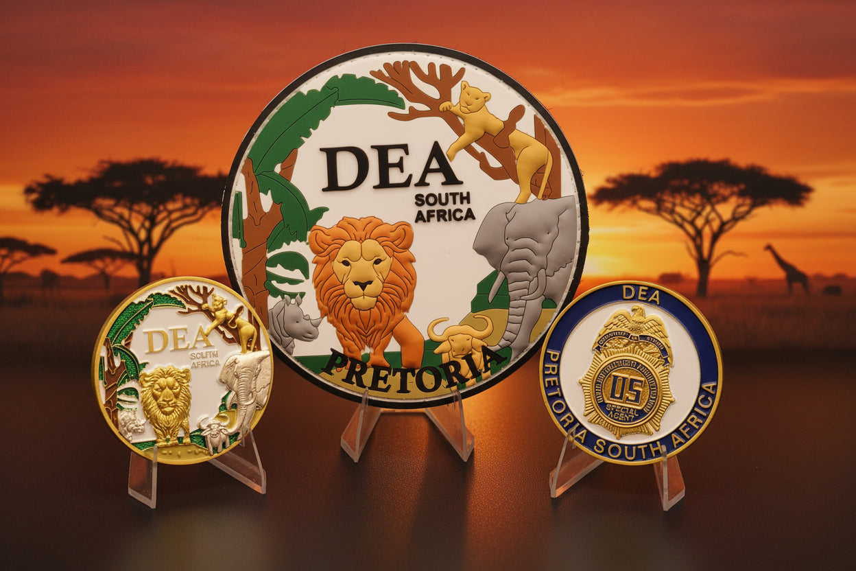 DEA PRETORIA SOUTH AFRICA BIG 5: 1 COIN AND 1 PATCH COMBO