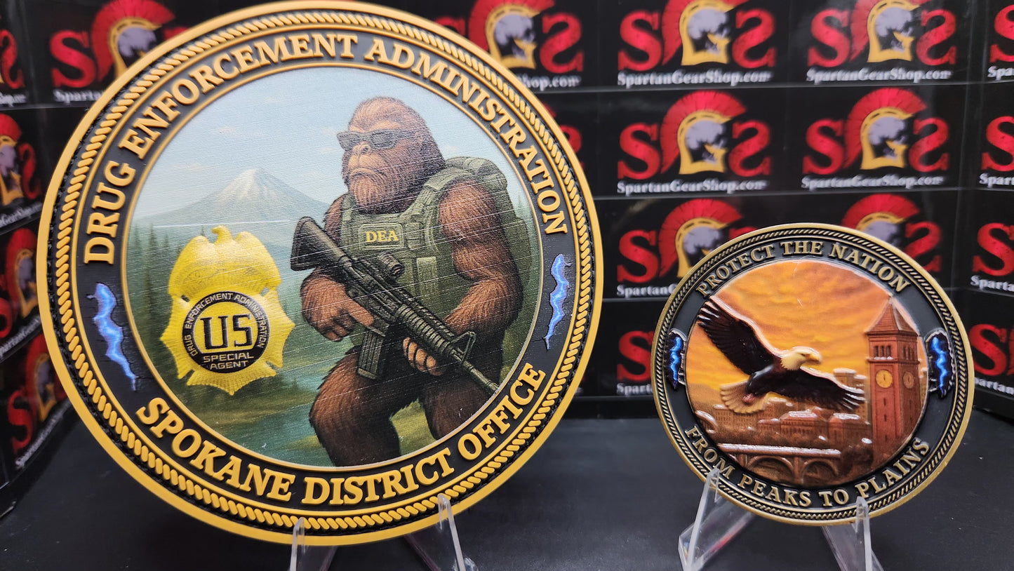 LIMITED! DEA SPOKANE DO BIGFOOT COIN and PATCH COMBO