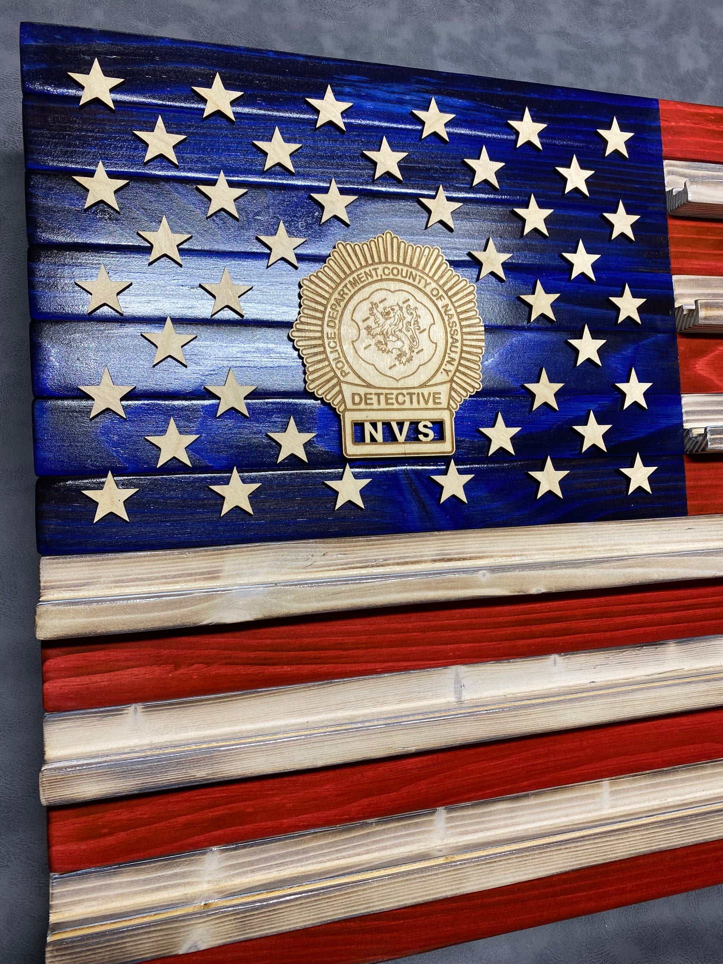 ALL NEW! Coin Display Wooden Flags +1 CUSTOM BADGE (Free Shipping within USA)
