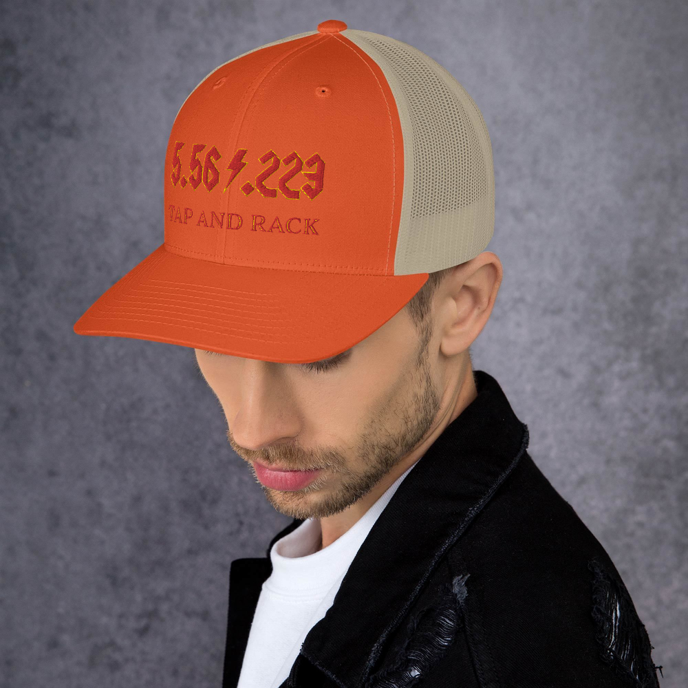 5.56 .224 "TAP AND RACK" rifle ammo Trucker Cap