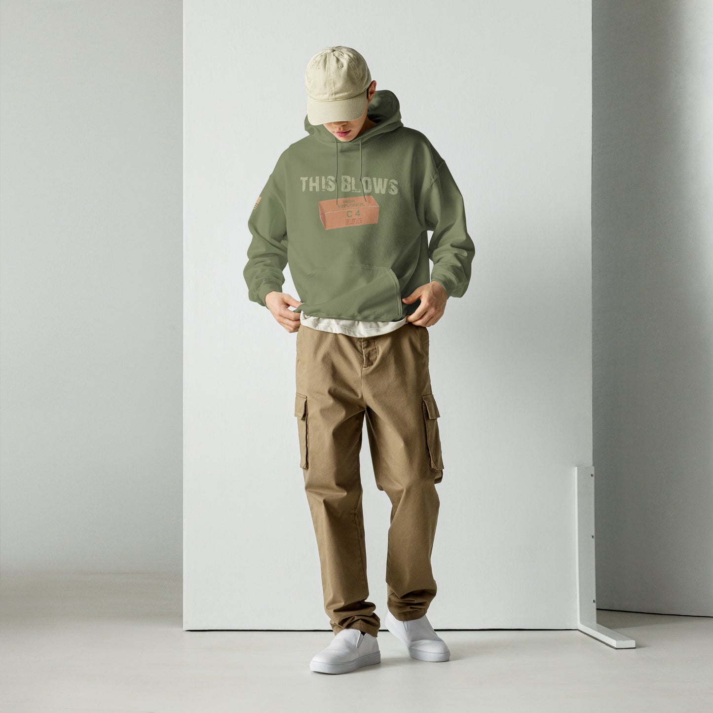 "THIS BLOWS" C4 Hoodie in OD Green