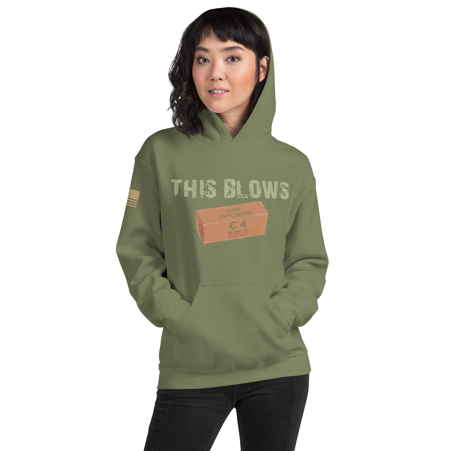 "THIS BLOWS" C4 Hoodie in OD Green