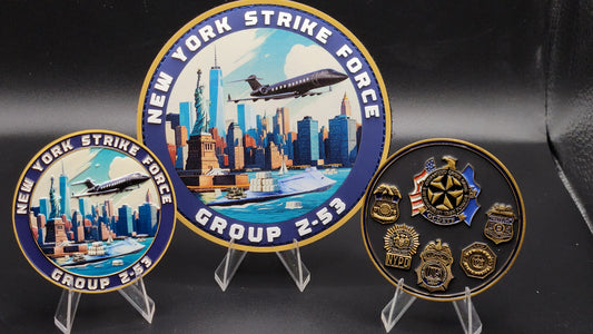 1 PER CUSTOMER: DEA NYC STRIKE FORCE: 1 COIN AND 1 PATCH COMBO