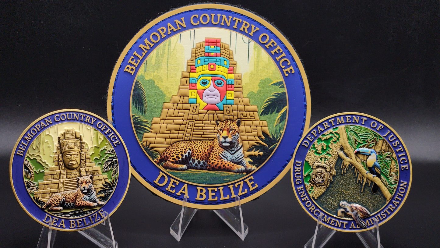 1 PER CUSTOMER: DEA BELIZE: 1 COIN AND 1 PATCH COMBO