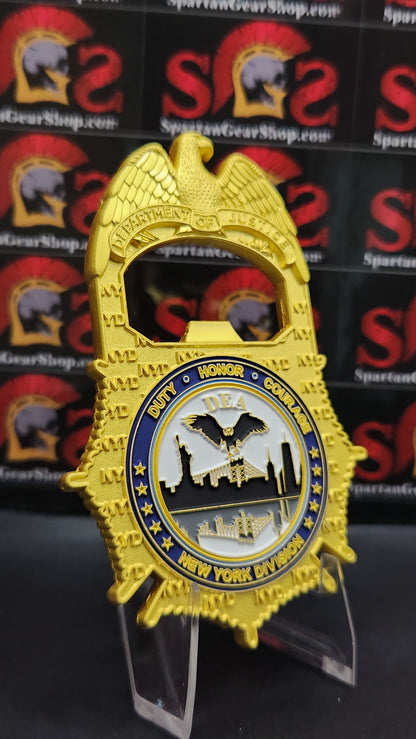 DEA New York Division Bottle opener badge Coin