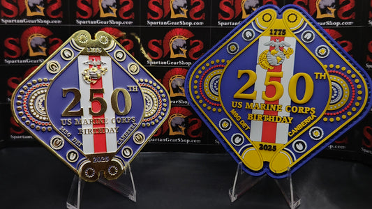 UNITED STATES MARINE CORPS 250TH BIRTHDAY AUSTRALIAN EMBASSY COIN AND PATCH