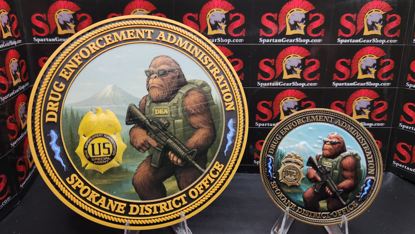 LIMITED! DEA SPOKANE DO BIGFOOT COIN and PATCH COMBO