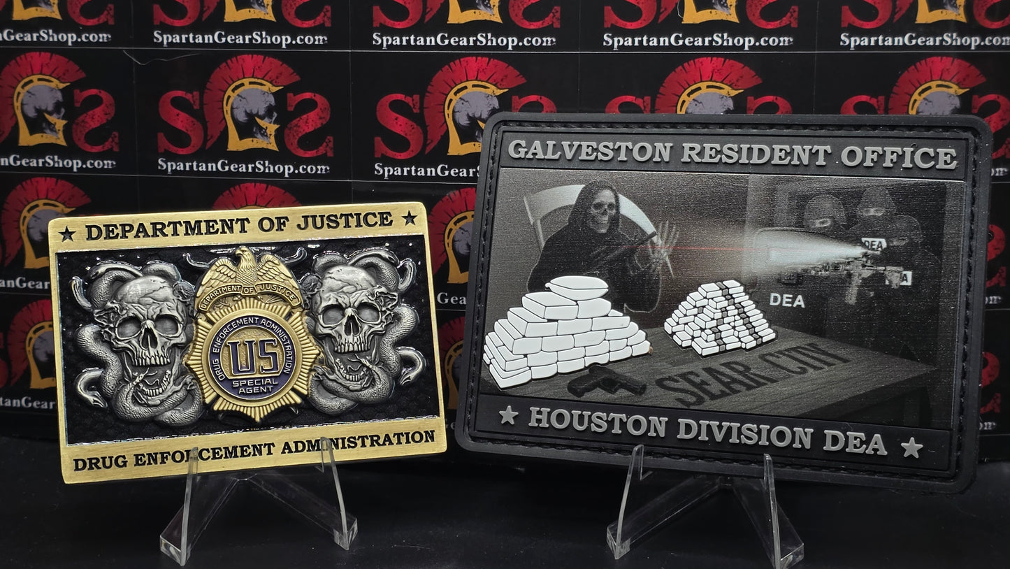 DEA GALVESTON RESIDENT OFFICE SEAR CITY COIN & PATCH COMBO