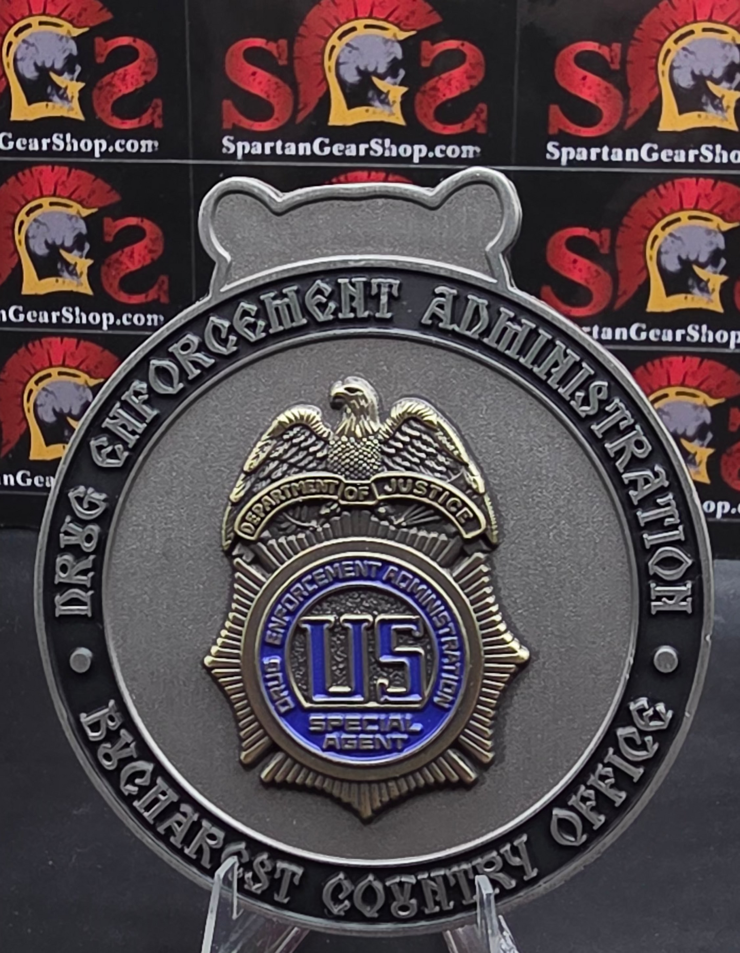 ONLY 5 LEFT! 3" DEA BUCHAREST ROMANIA COUNTRY OFFICE COMBO COIN AND PATCH