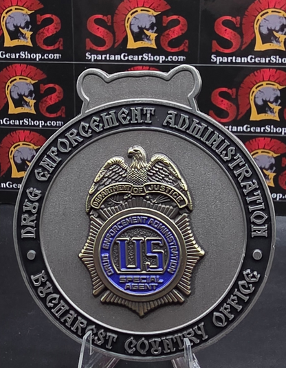 ONLY 5 LEFT! 3" DEA BUCHAREST ROMANIA COUNTRY OFFICE COMBO COIN AND PATCH