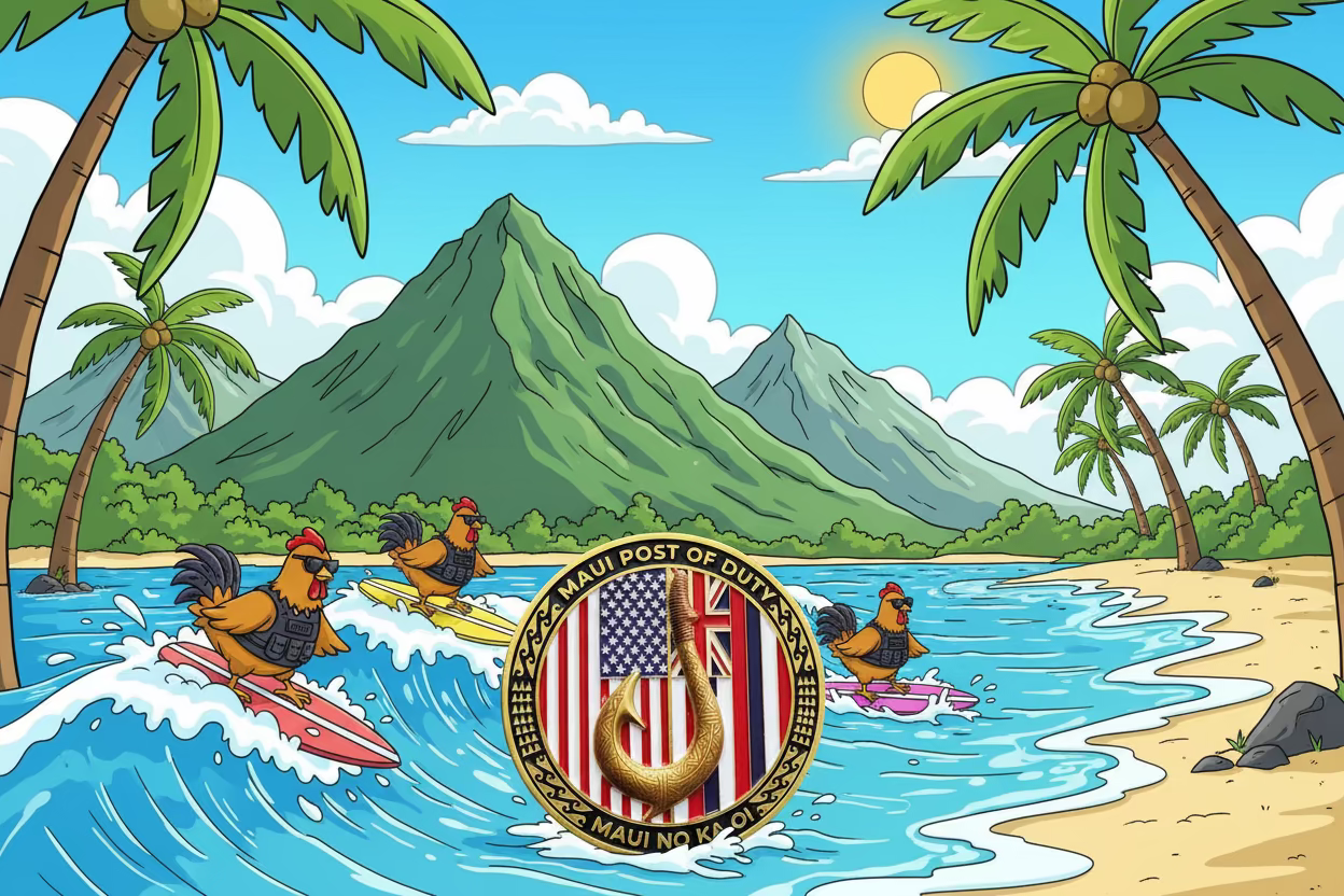 10 LEFT! LIMITED DEA MAUI SURFER CHICKEN COIN ONLY