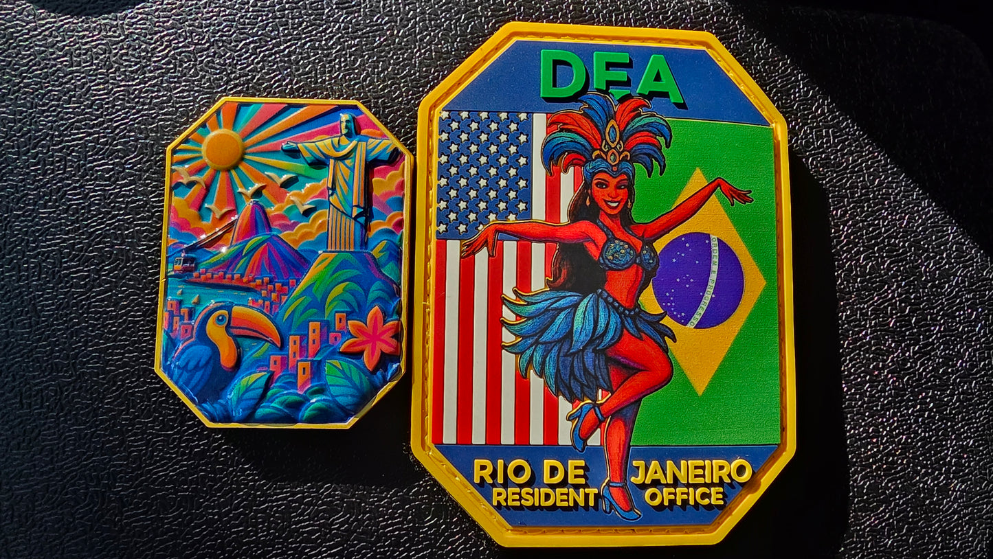 RIO BRAZIL RESIDENT OFFICE CHALLENGE COIN AND PVC PATCH COMBO