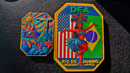 RIO BRAZIL RESIDENT OFFICE CHALLENGE COIN AND PVC PATCH COMBO