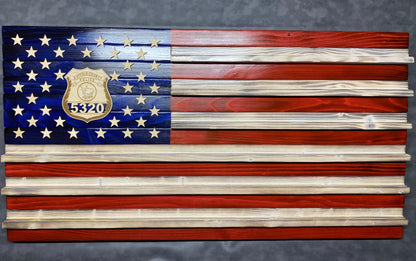 ALL NEW! Coin Display Wooden Flags +1  CUSTOM BADGE (Free Shipping within USA)