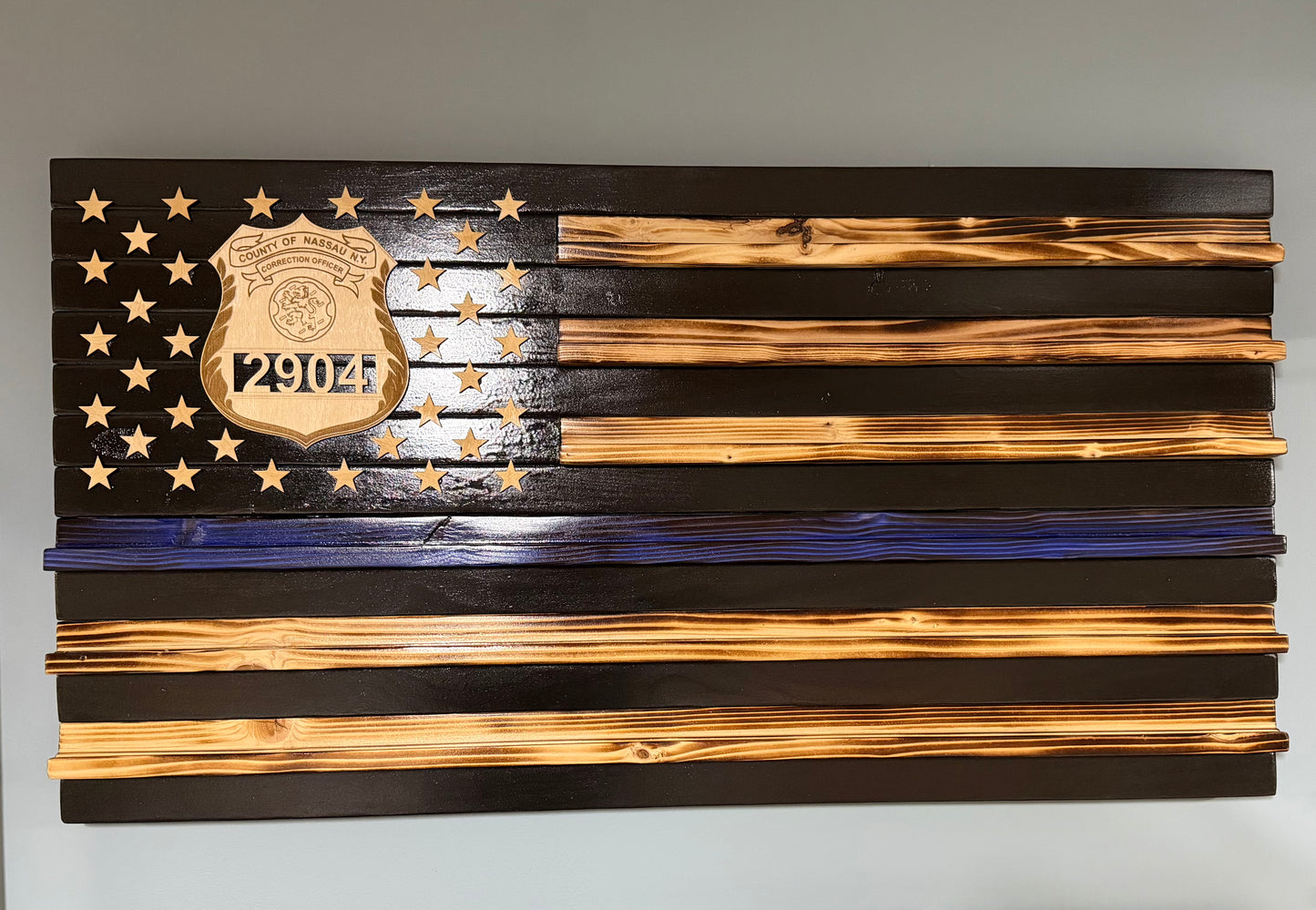 ALL NEW! Coin Display Wooden Flags +1  CUSTOM BADGE (Free Shipping within USA)