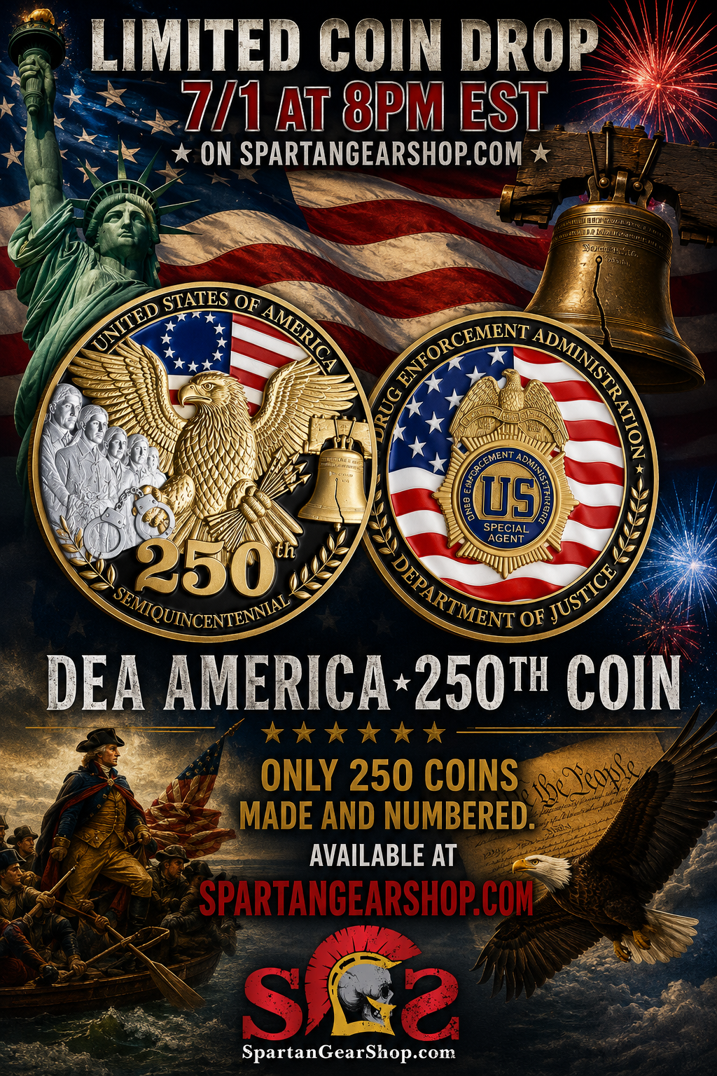 LIMITED DEA AMERICA 250TH NUMBERED COINS