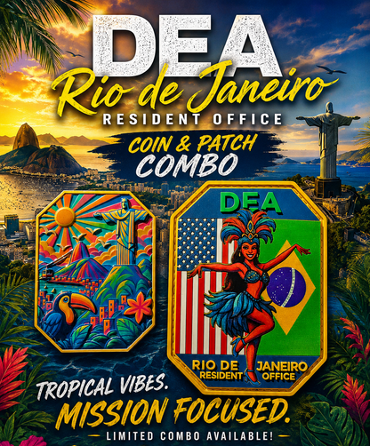 RIO BRAZIL RESIDENT OFFICE CHALLENGE COIN AND PVC PATCH COMBO