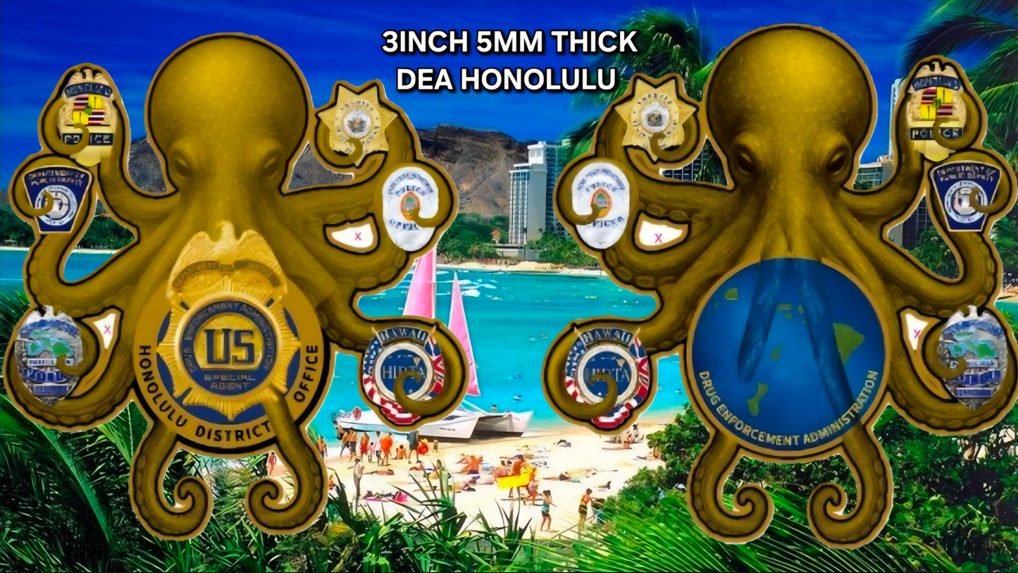 LIMITED DEA HONOLULU HAWAII 3" OCTOPUS COIN