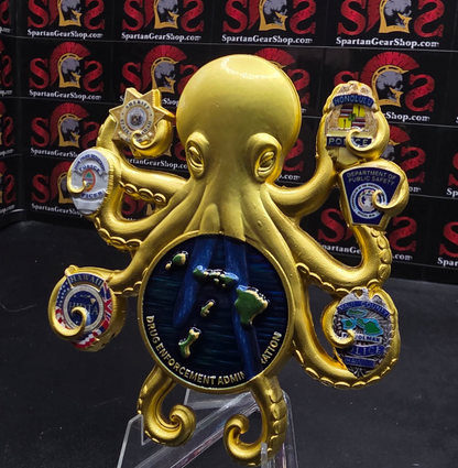 ONLY 35 MADE! NUMBERED HONOLULU HAWAII 3" MATTE GOLD OCTOPUS