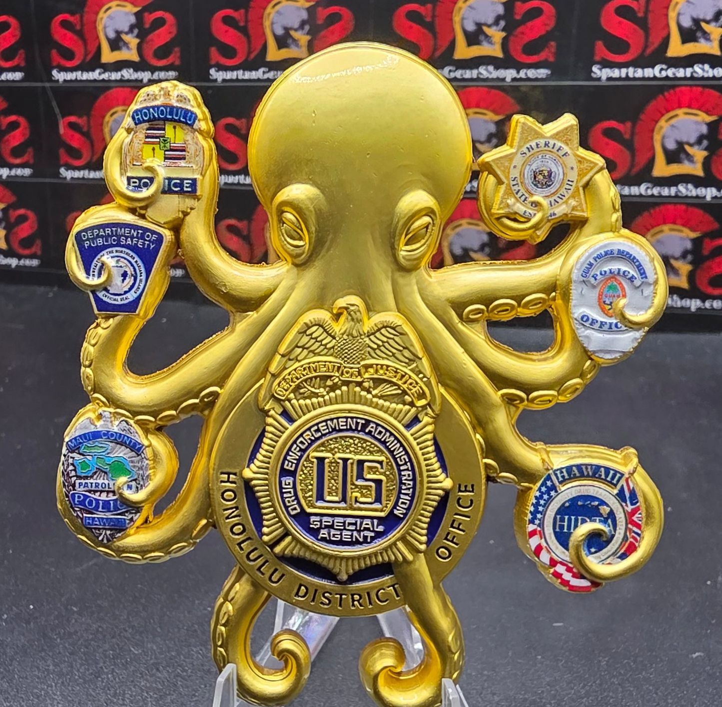 ONLY 35 MADE! NUMBERED HONOLULU HAWAII 3" MATTE GOLD OCTOPUS