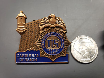 DEA CARIBBEAN 1.5" PIN (RARE)