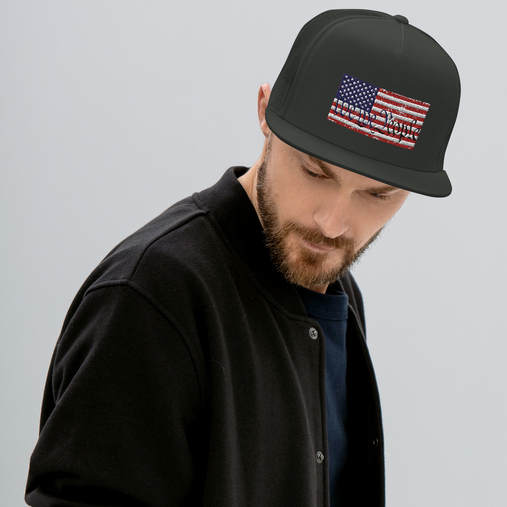  American Flag Skull Snapback Hats Black Flat Bill Brim