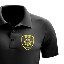 Load image into Gallery viewer, Deputy Sheriff 3 Button Golf Shirt w/ embroidered patch or star. (ALL EMBROIDERY ITEMS ARE PRODUCED AND SHIPPED ONCE A YEAR IN APRIL, DUE TO MINIMUM ORDER REQUIREMENTS BY THE EMBROIDERER. ORDERS WILL ONLY BE ACCEPTED JANUARY-MARCH)