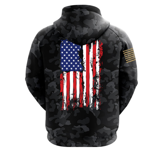 AMERICAN SPARTAN  BLACK MULTICAM ZIP-UP SWEATSHIRT