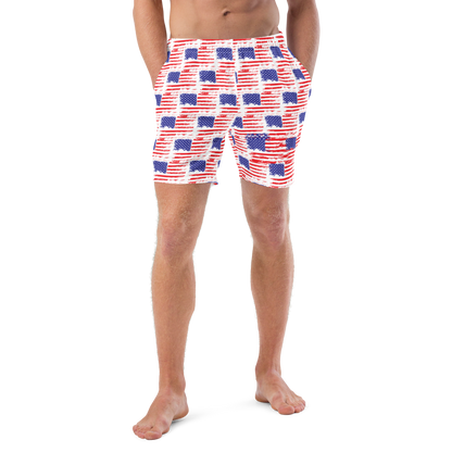 American Flag Patriotic Men's swim trunks