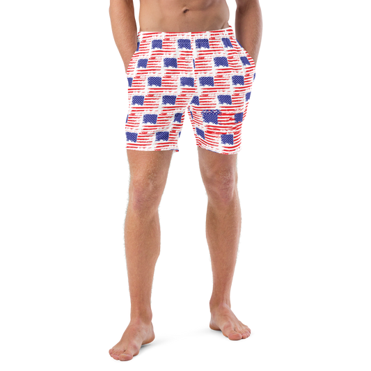 American Flag Patriotic Men's swim trunks