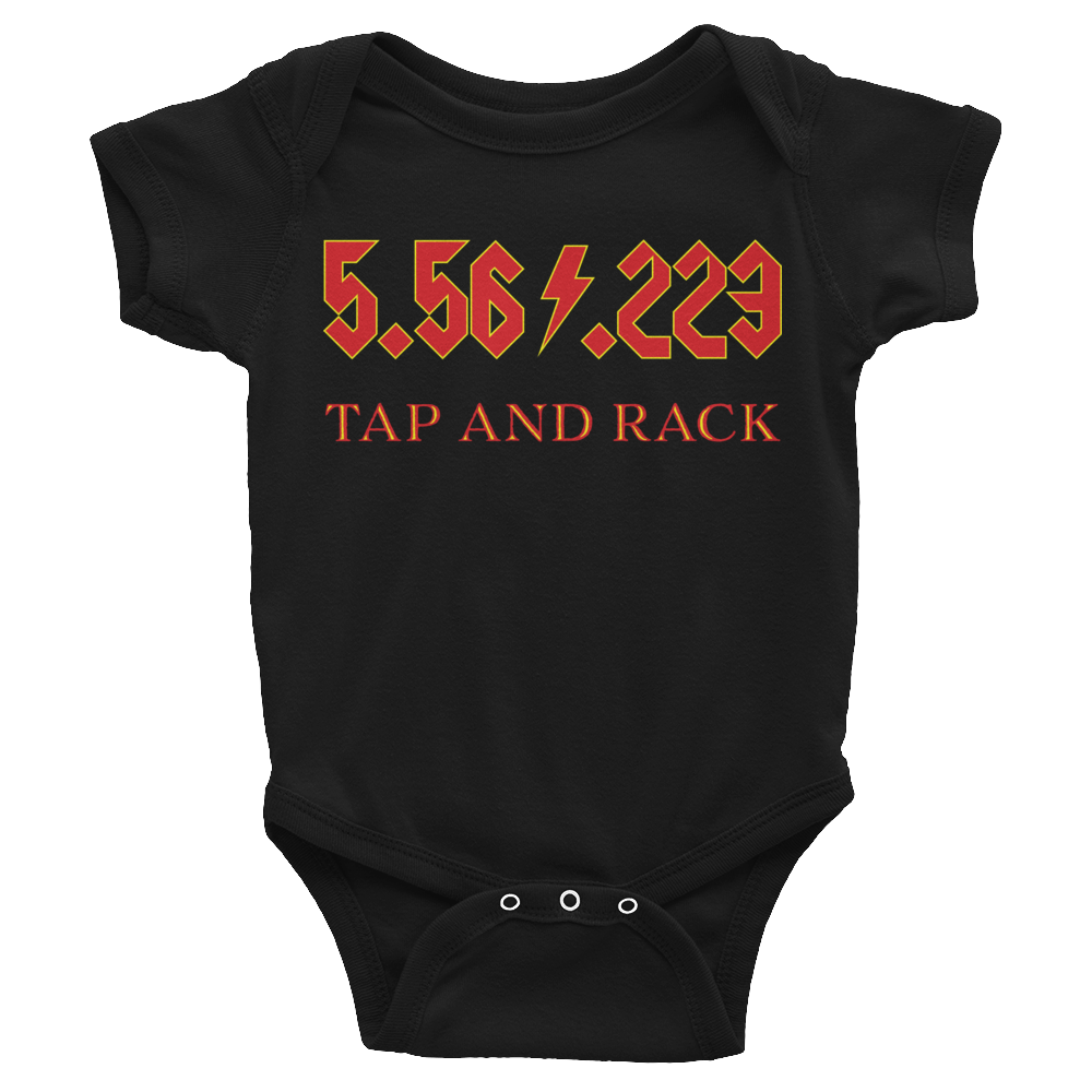 5.56 .223 TAP and RACK Infant Bodysuit