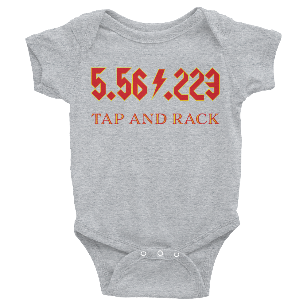 5.56 .223 TAP and RACK Infant Bodysuit