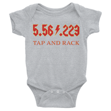 Load image into Gallery viewer, 5.56 .223 TAP and RACK Infant Bodysuit