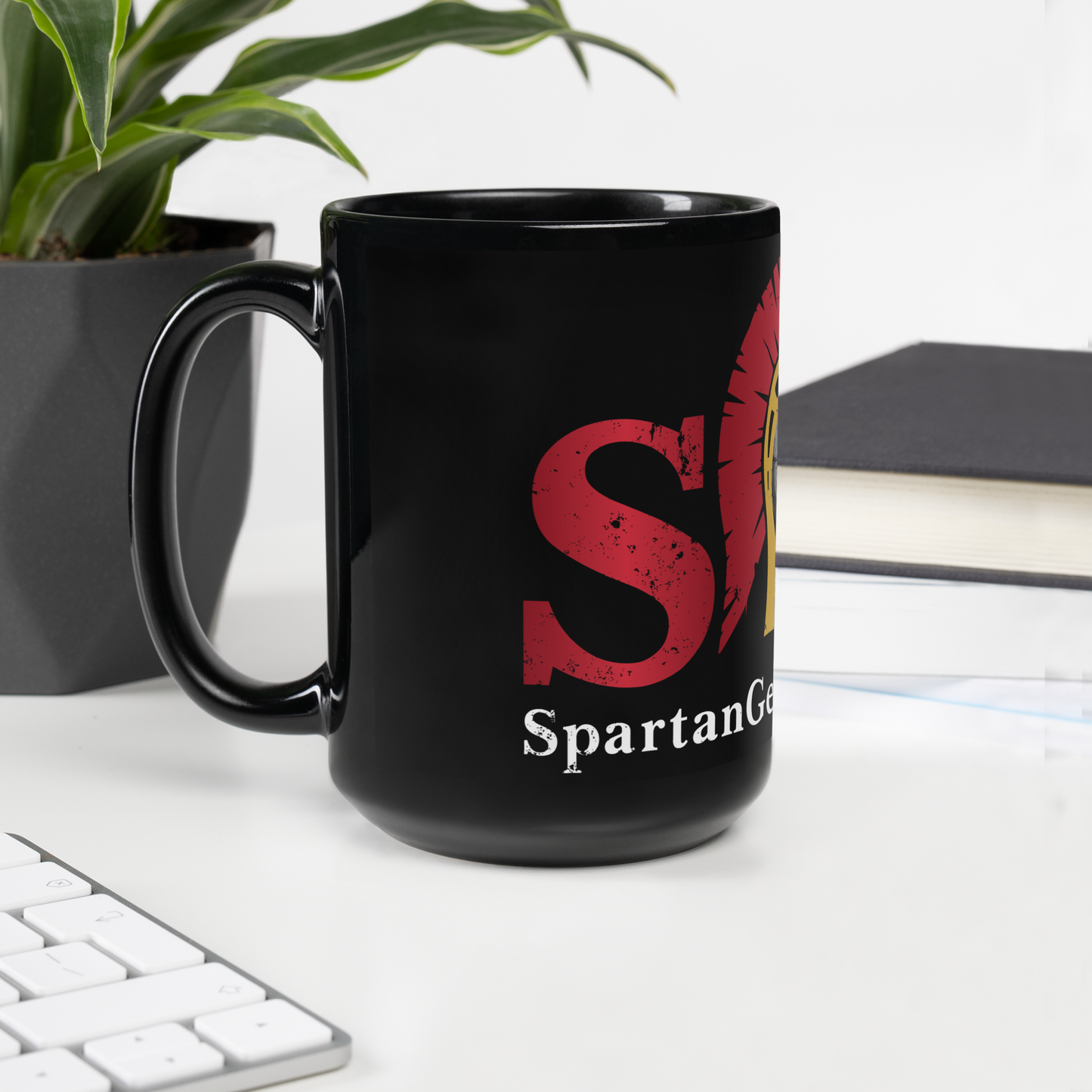 SPARTAN GEAR SHOP Black Glossy Mug