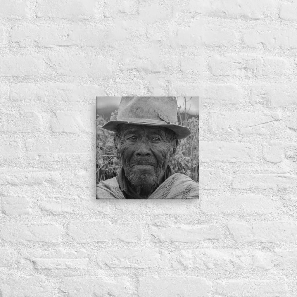 Peruvian Flower Farmer on Canvas