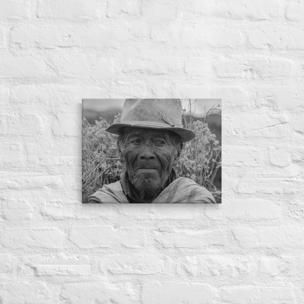 Peruvian Flower Farmer on Canvas