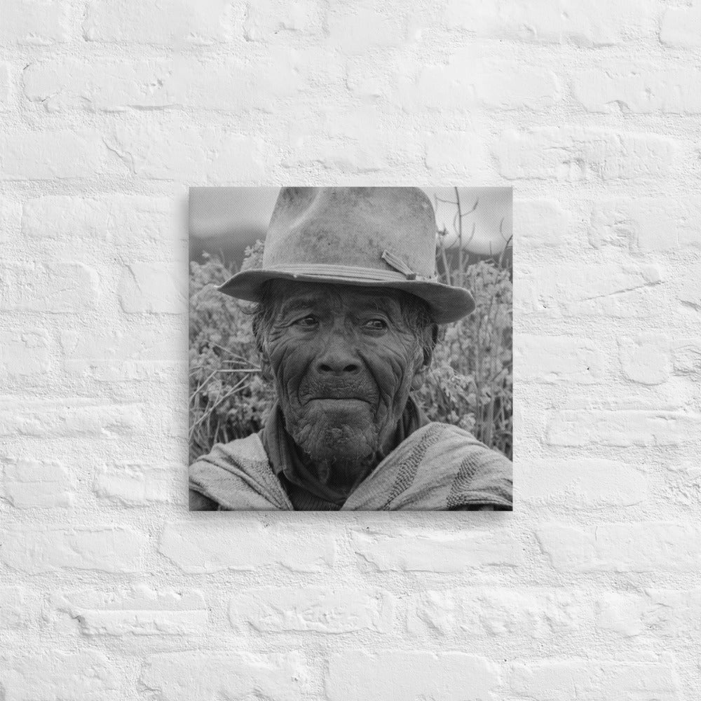 Peruvian Flower Farmer on Canvas