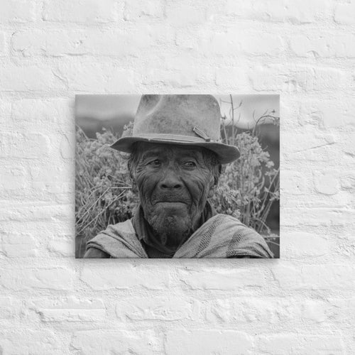 Peruvian Flower Farmer on Canvas