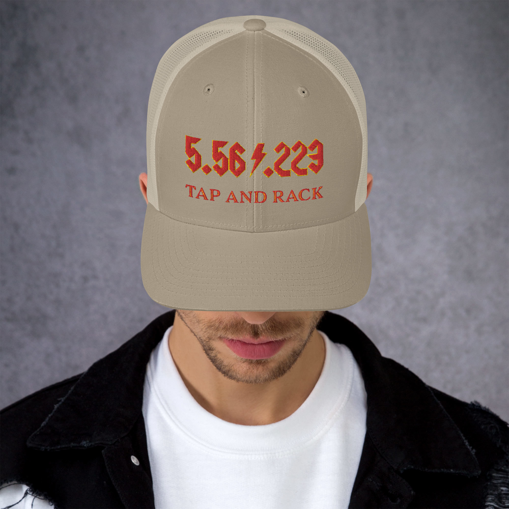 5.56 .224 "TAP AND RACK"  rifle ammo Trucker Cap