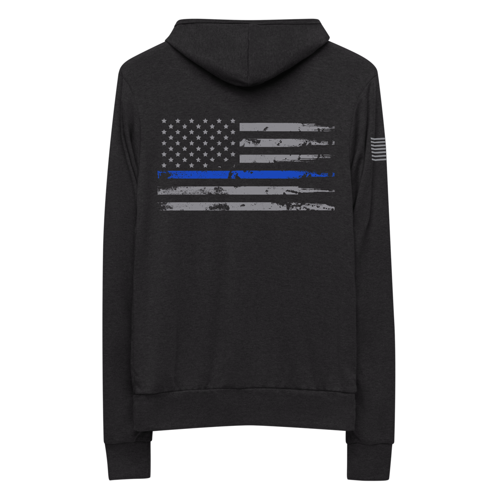 Nassau County Sheriff's Department Blue Line Zip Hoodie (GRAY SLEEVE FLAG)