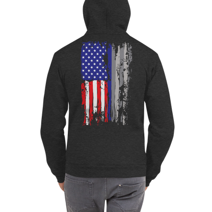 Red White & Thin Blue Zip Up Hoodie