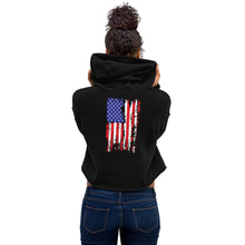 Load image into Gallery viewer, American Spartan Red White &amp; Blue Crop Hoodie