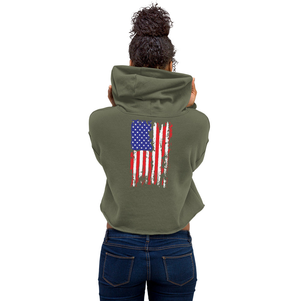 American Spartan Red White & Blue Crop Hoodie