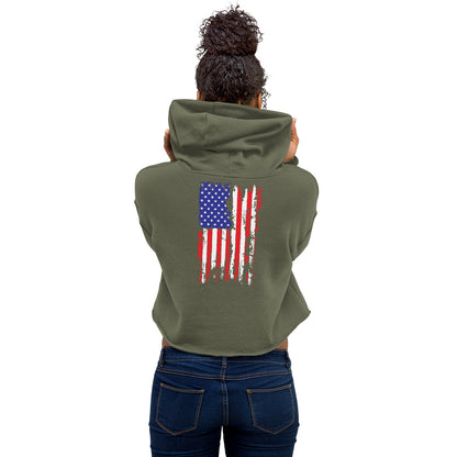 American Spartan Red White & Blue Crop Hoodie