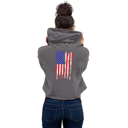 American Spartan Red White & Blue Crop Hoodie