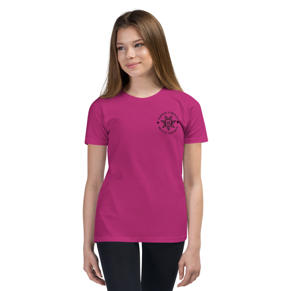 Deputy Sheriff Pink Tee BLACK LOGO Youth Short Sleeve T-Shirt